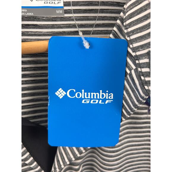 NWT Charlotte Hornets Columbia Polo Shirt Men’s Medium Gray Stripe Omni-Wick - Picture 9 of 10